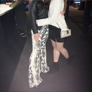 High Waist Snakeskin Flare Pants